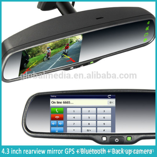 4.3 inch display screen OEM bracket GPS navigator rearview mirror with bluetooth calling